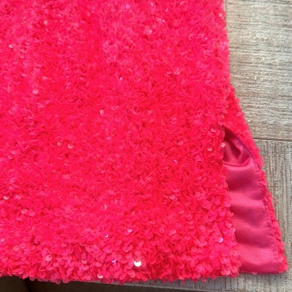 Asymmetrical custom made pink sequins one shoulder dress Nwot! Homecoming!!! - Picture 4 of 4